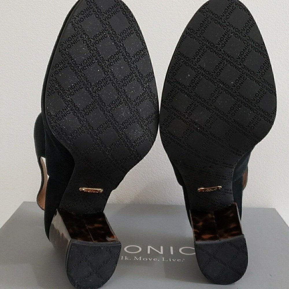 Vionic Lacey Black Tortoise Suede Block Heel Slingback Women's Sz 9 - Picture 8 of 8